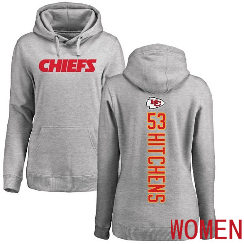 Women Kansas City Chiefs #53 Hitchens Anthony Ash Backer Pullover NFL Hoodie Sweatshirts